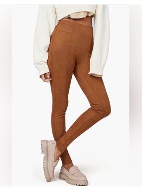 NWT spanx Faux Suede Leggings in a rich camel